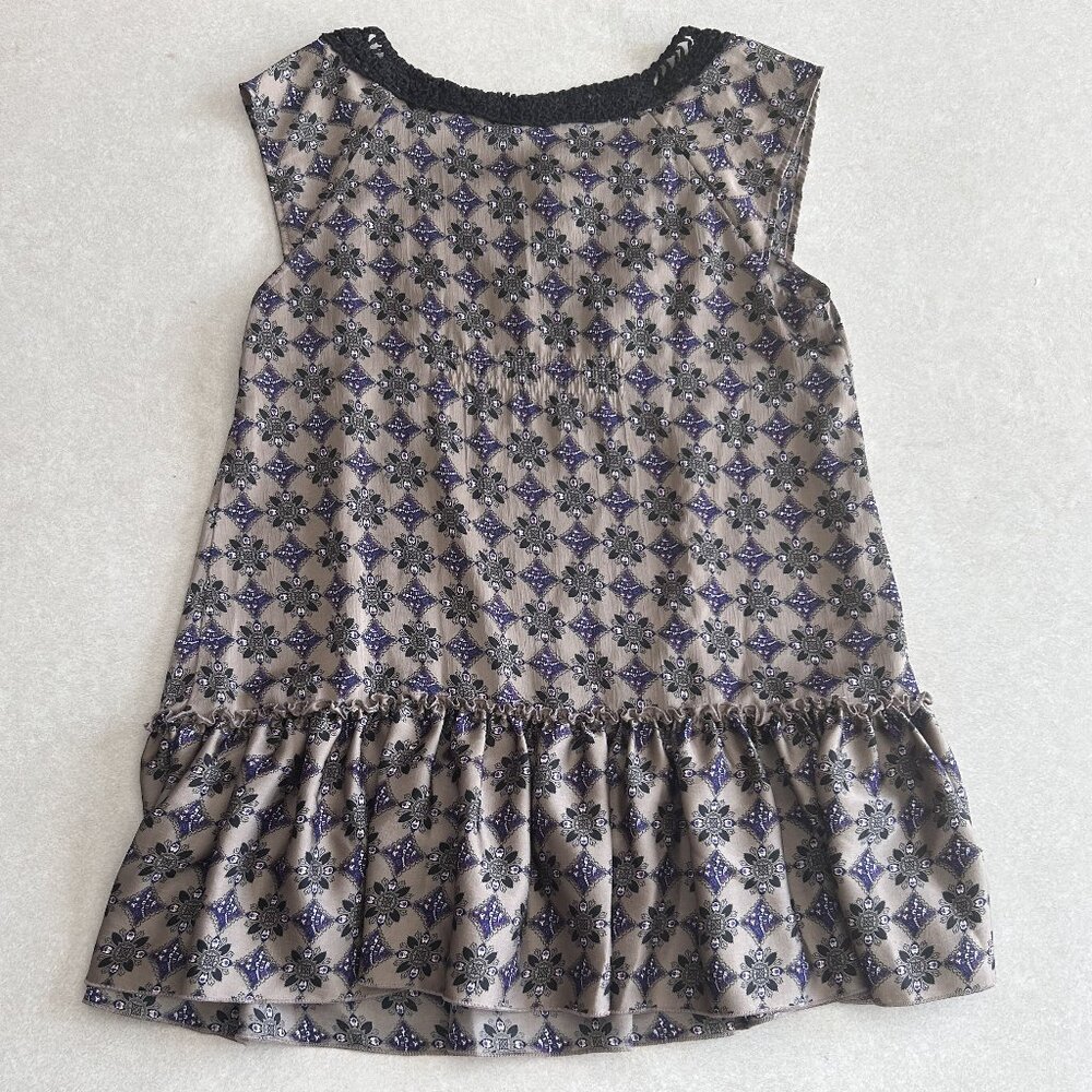 Free People Sleeveless Floral Tunic in Taupe and Black - Picture 3 of 8
